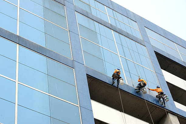 cleaning a skyscaper